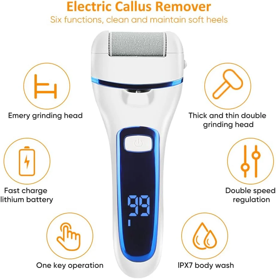 ست برتر از بین برنده پینه پا برقی 18 تکه، سوهان برقی پا برای از بین بردن پوست مرده، ابزار از بین برنده پینه پا، پدیکور برقی، ست سوهان برقی پا