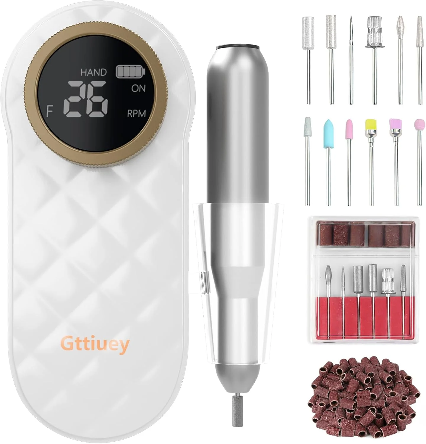 سوهان برقی ناخن، ست حرفه ای ماشین مانیکور و پدیکور قابل حمل برای ناخن های پودری، ژلی و اکریلیک به همراه سری های سوهان و نوارهای سمباده