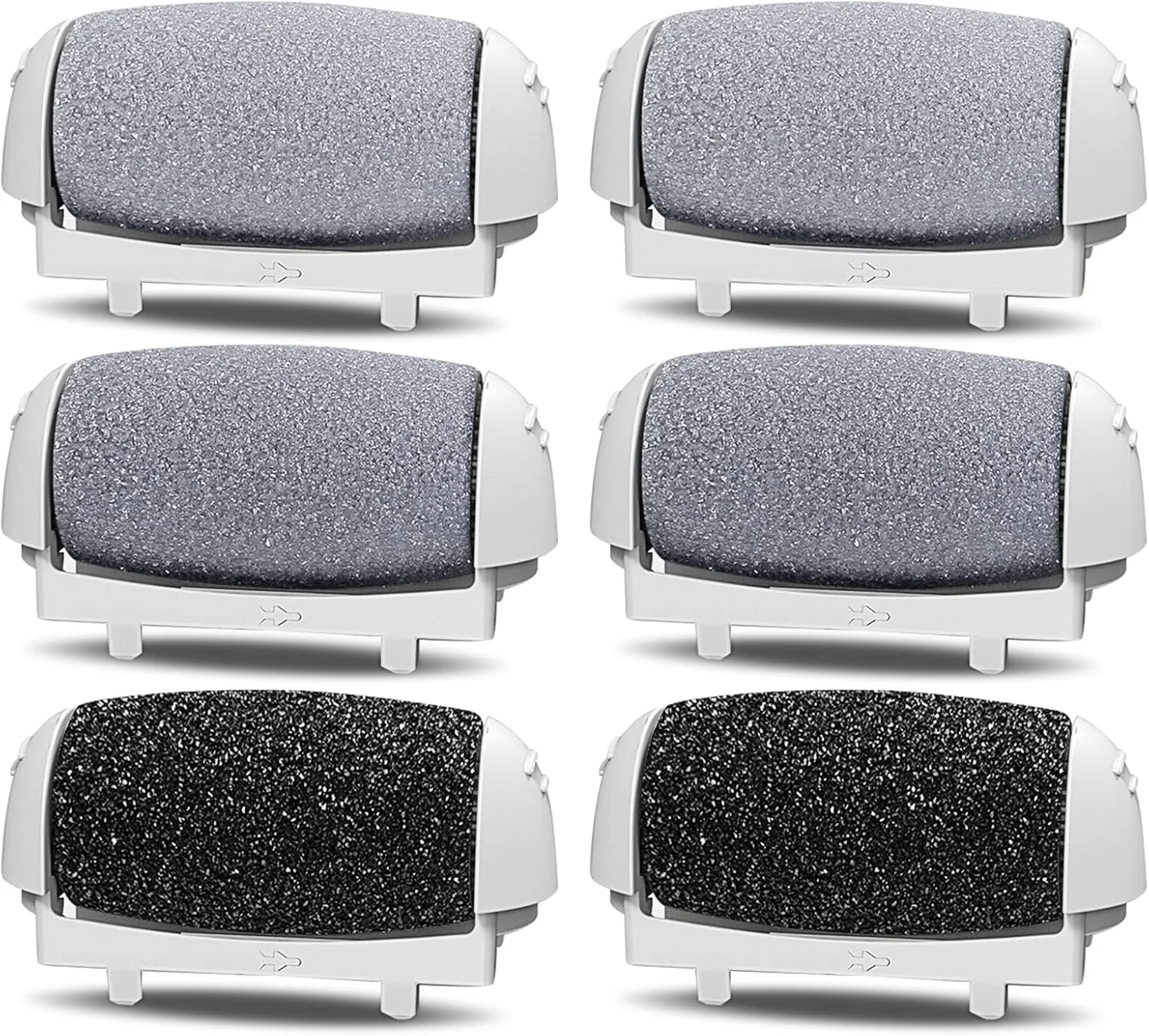 غلتک یدکی سنگ پا برقی پریتک، بسته 6 عددی، مناسب ابزار پدیکور پا، 2 زبر خیلی زیاد، 2 زبر معمولی، 2 نرم (1138-سفید/1138-صورتی/1138-مشکی)