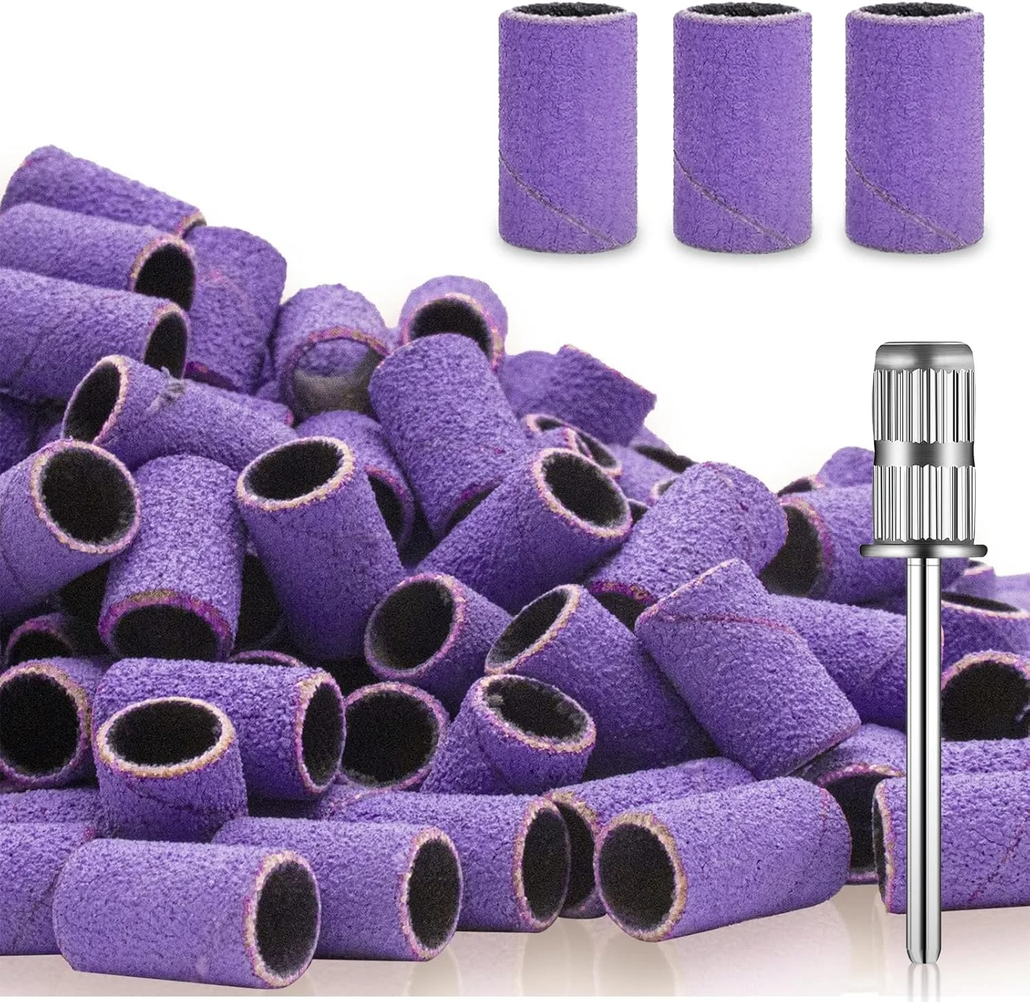 ست سوهان برقی ناخن، سوهان ناخن برقی بی سیم حرفه ای برای ناخن های پودری ژلی آکریلیک، ست ابزار مانیکور پدیکور قابل حمل با مته های سوهان ناخن و نوارهای سنباده (بنفش)