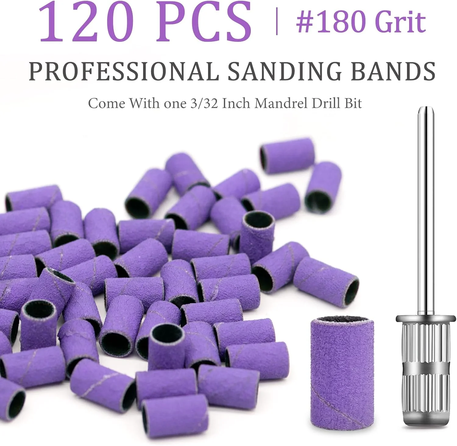 ست سوهان برقی ناخن، سوهان ناخن برقی بی سیم حرفه ای برای ناخن های پودری ژلی آکریلیک، ست ابزار مانیکور پدیکور قابل حمل با مته های سوهان ناخن و نوارهای سنباده (بنفش)