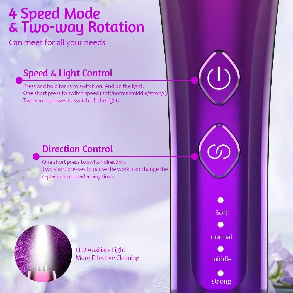 دستگاه سوهان برقی ناخن HIYAA، ابزار و لوازم جانبی مانیکور و پدیکور، دستگاه سوهان ناخن 4 حالته با سر سوهان سرامیکی برای مبتدیان با نور روشن، ست مانیکور قابل شارژ