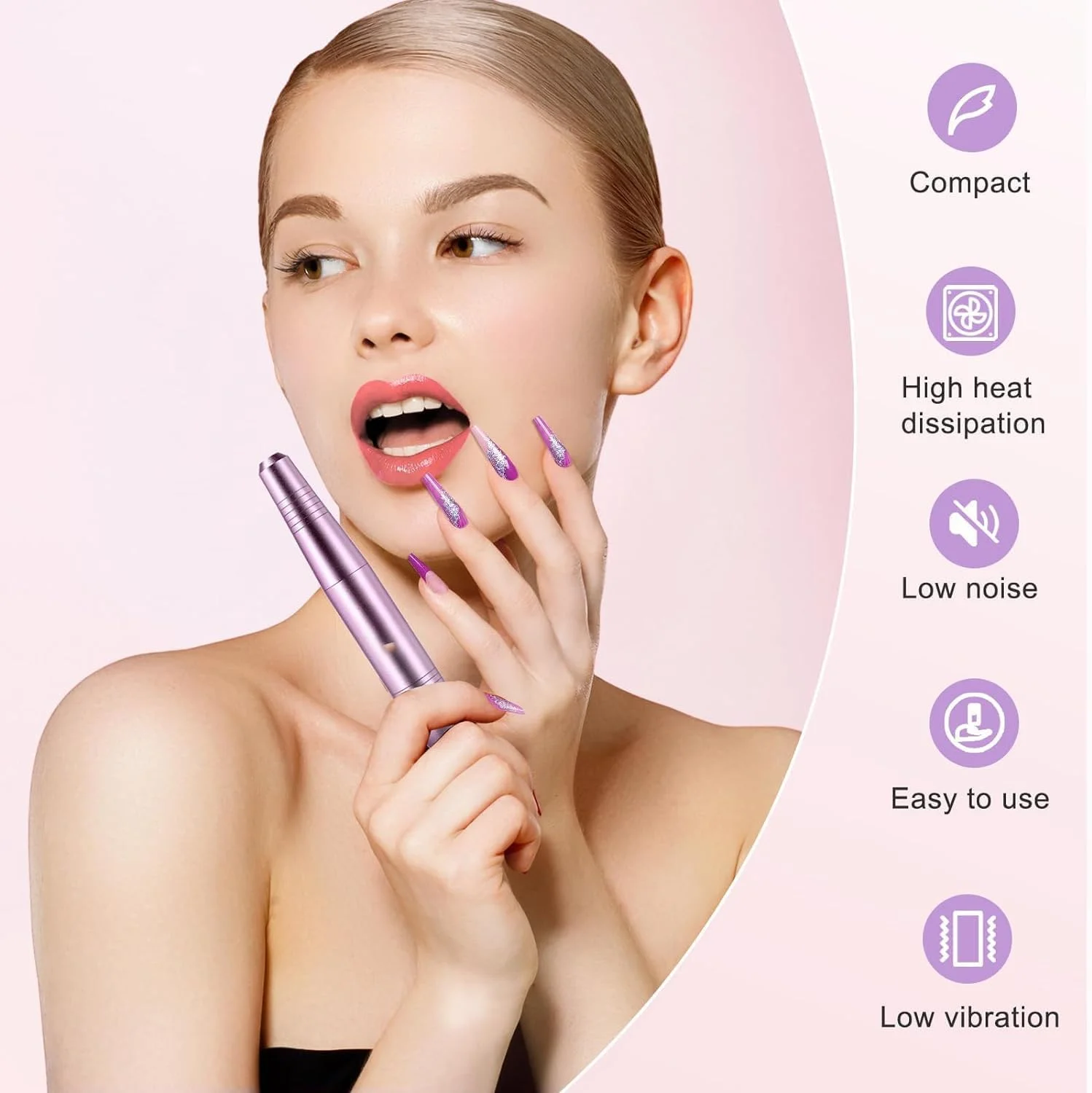 دستگاه سوهان برقی ناخن حرفه ای: کیت ماشین قابل حمل برای ناخن های پودری آکریلیک ژل، ابزار مانیکور پدیکور، مجموعه پولیش با سر سوهان و نوارهای سنباده دستگاه سوهان برقی ناخن حرفه ای: کیت ماشین قابل حمل برای ناخن های پودری آکریلیک ژل، ابزار مانیکور پدیکور، مجموعه پولیش با سر سوهان و نوارهای سنباده