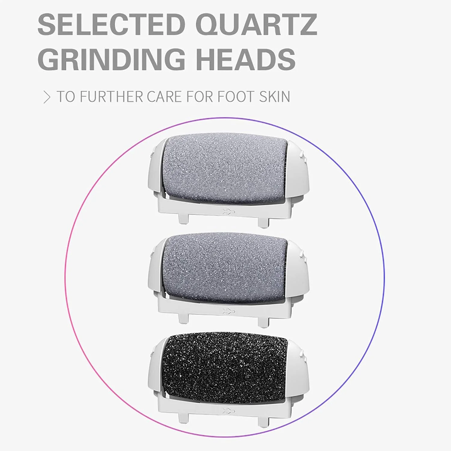 غلتک یدکی سنگ پا برقی پریتک، بسته 6 عددی، مناسب ابزار پدیکور پا، 2 زبر خیلی زیاد، 2 زبر معمولی، 2 نرم (1138-سفید/1138-صورتی/1138-مشکی)