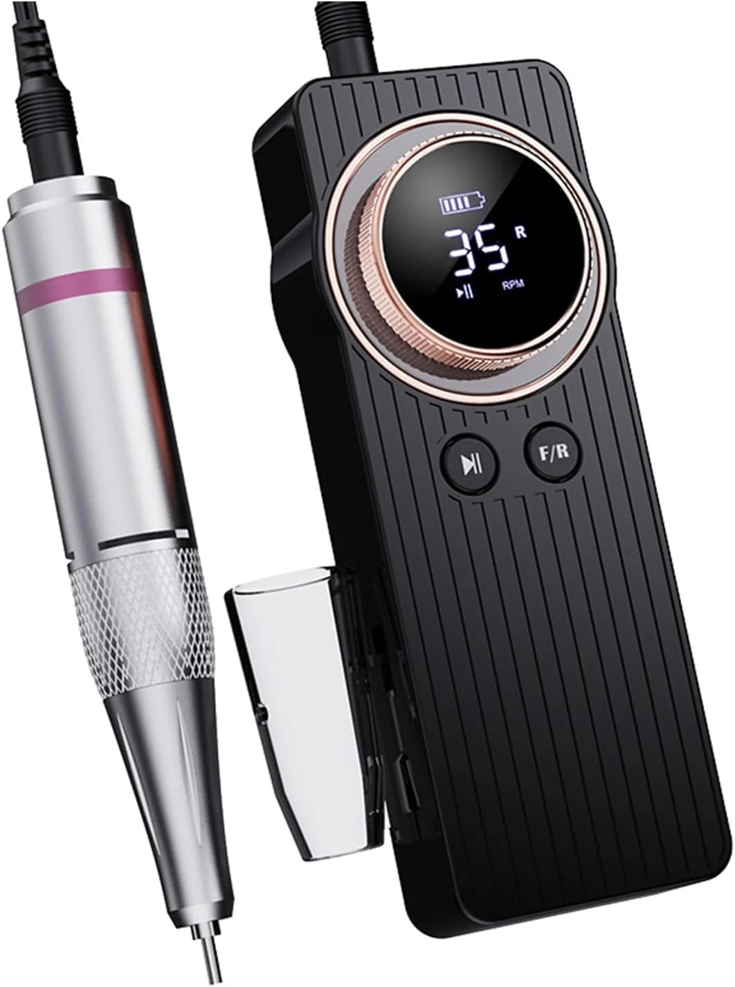 دستگاه سوهان برقی ناخن قابل حمل NALACAL، حرفه ای 35000 دور در دقیقه، مدل جدید 2024 شارژی و بی سیم، ماشین سوهان برقی ناخن برای پولیش ژل ناخن های اکریلیک، کیت 6 عددی سر سوهان برای مانیکور