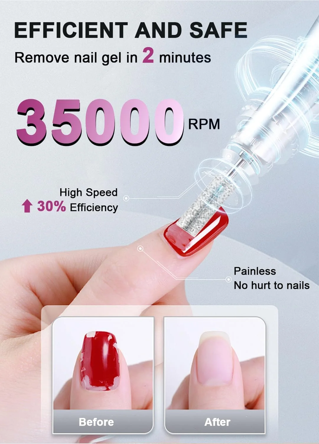 دستگاه سوهان برقی ناخن قابل حمل NALACAL، حرفه ای 35000 دور در دقیقه، مدل جدید 2024 شارژی و بی سیم، ماشین سوهان برقی ناخن برای پولیش ژل ناخن های اکریلیک، کیت 6 عددی سر سوهان برای مانیکور