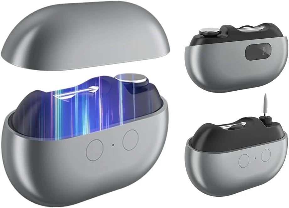 ناخن گیر برقی اتوماتیک با چراغ و 2 سرعت، دستگاه برش و سوهان ناخن 2 در 1، دارای محفظه نگهداری خرده ناخن، تریمر ایمن ناخن قابل شارژ USB برای نوزاد، کودکان، سالمندان و بزرگسالان