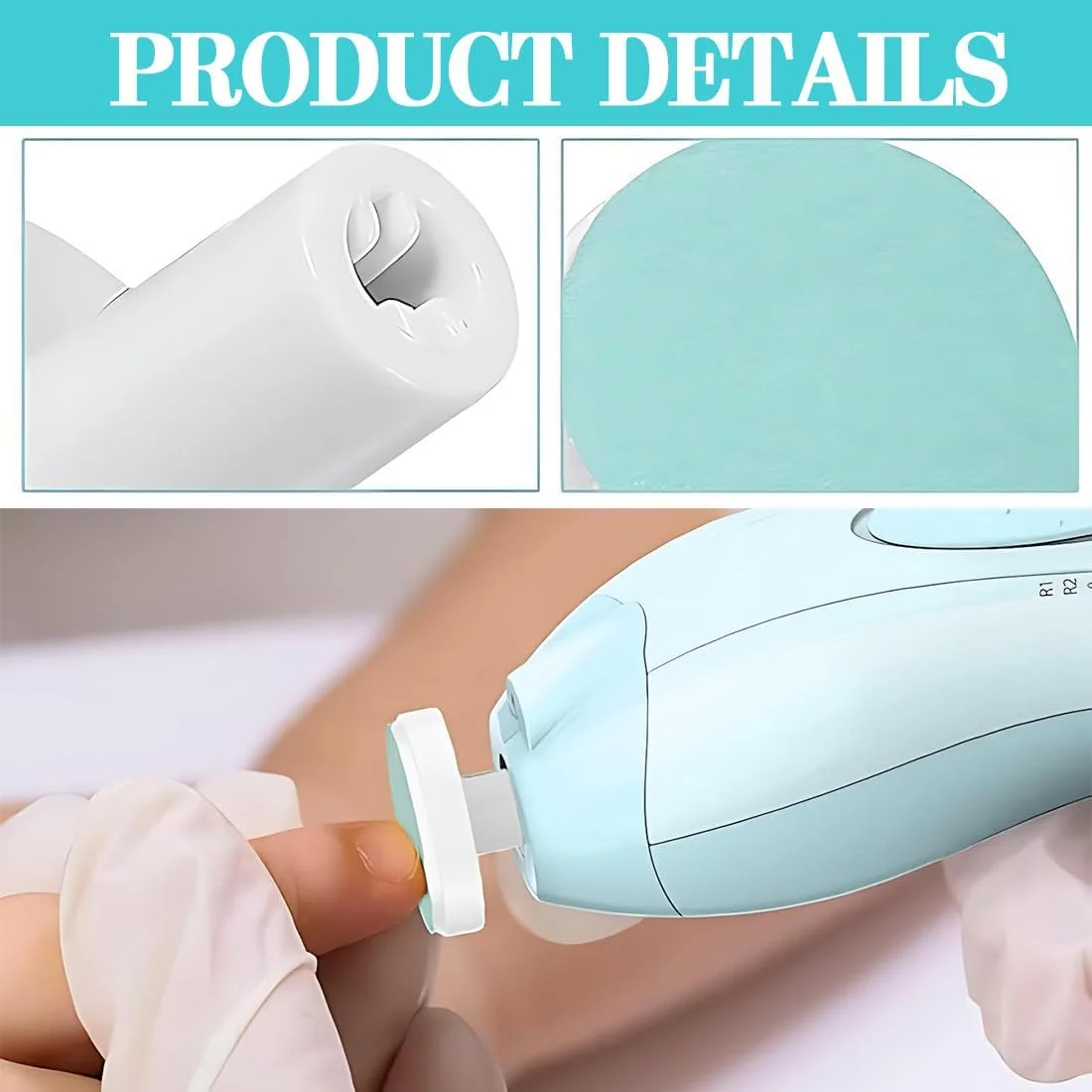 پدهای جایگزین سوهان ناخن برقی کودک، تیغه های جایگزین یخ زده برقی ناخن گیر کودک، مناسب برای سوهان ناخن استاندارد کودک از 12 ماهگی