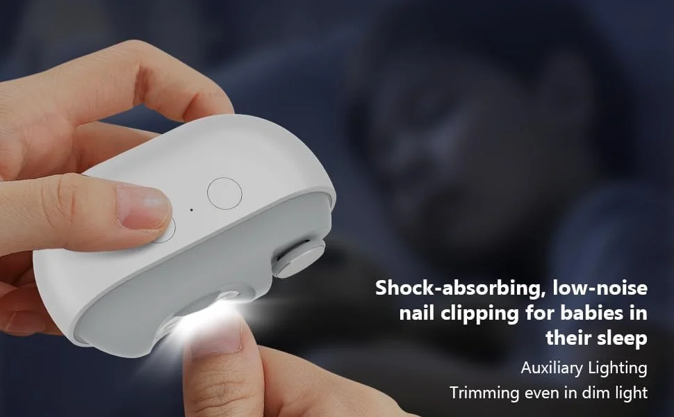 ناخن گیر برقی اتوماتیک با چراغ و 2 سرعت، دستگاه برش و سوهان ناخن 2 در 1، دارای محفظه نگهداری خرده ناخن، تریمر ایمن ناخن قابل شارژ USB برای نوزاد، کودکان، سالمندان و بزرگسالان