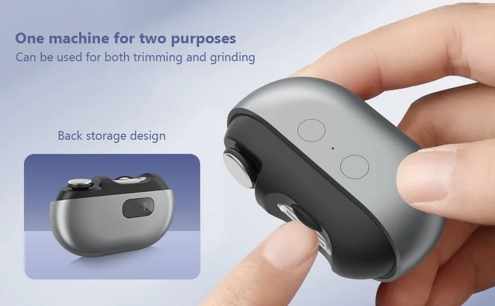 ناخن گیر برقی اتوماتیک با چراغ و 2 سرعت، دستگاه برش و سوهان ناخن 2 در 1، دارای محفظه نگهداری خرده ناخن، تریمر ایمن ناخن قابل شارژ USB برای نوزاد، کودکان، سالمندان و بزرگسالان