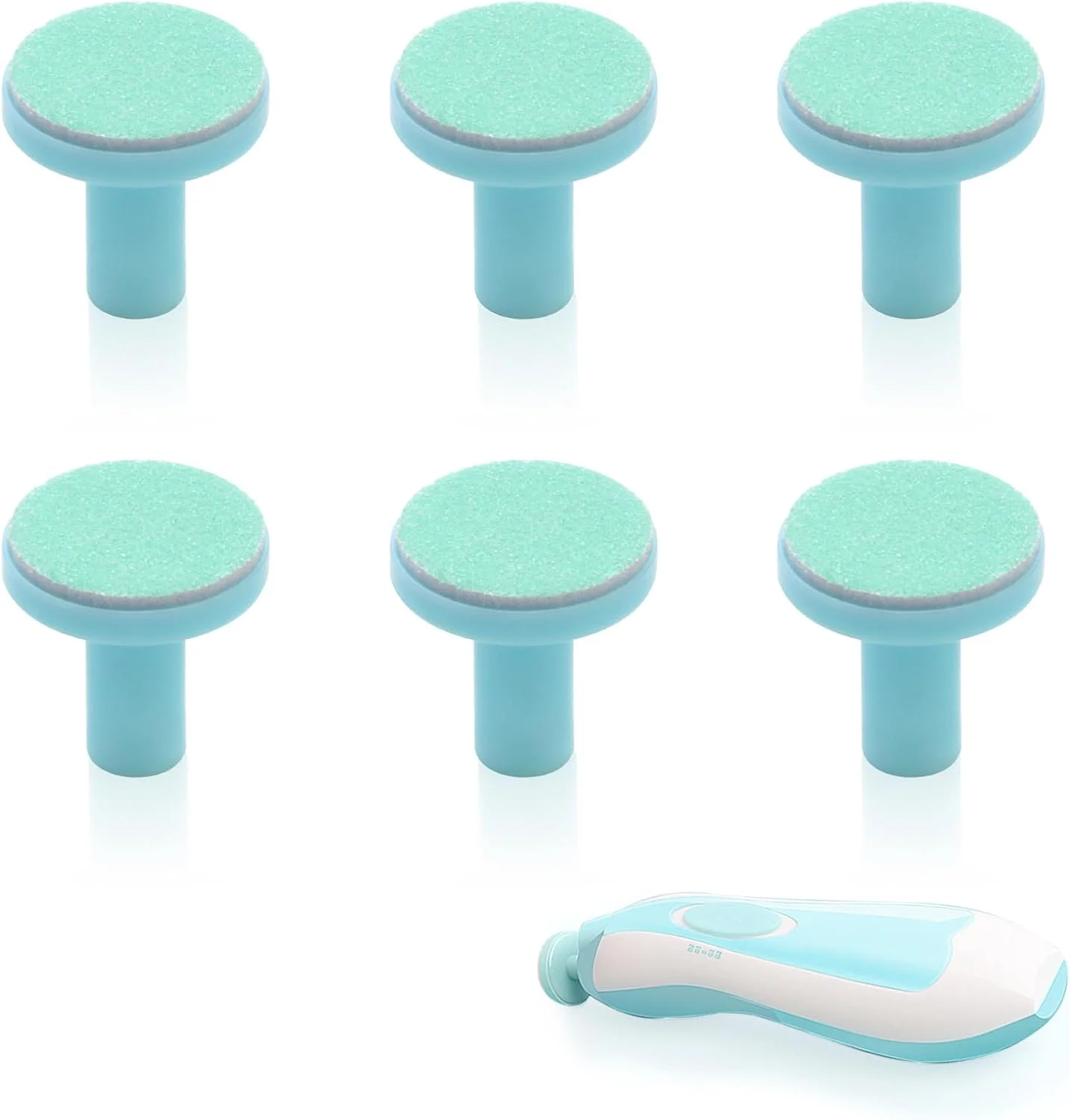 پد تعویضی سوهان ناخن برقی کودک 6 عددی، کیت پد تعویضی سوهان ناخن کودک آبی آسمانی، دیسک پولیش سر سنگ زنی کیت ناخن کودک مناسب برای 6 ماه به بالا