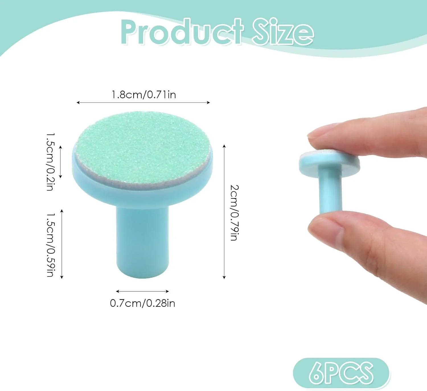 پد تعویضی سوهان ناخن برقی کودک 6 عددی، کیت پد تعویضی سوهان ناخن کودک آبی آسمانی، دیسک پولیش سر سنگ زنی کیت ناخن کودک مناسب برای 6 ماه به بالا