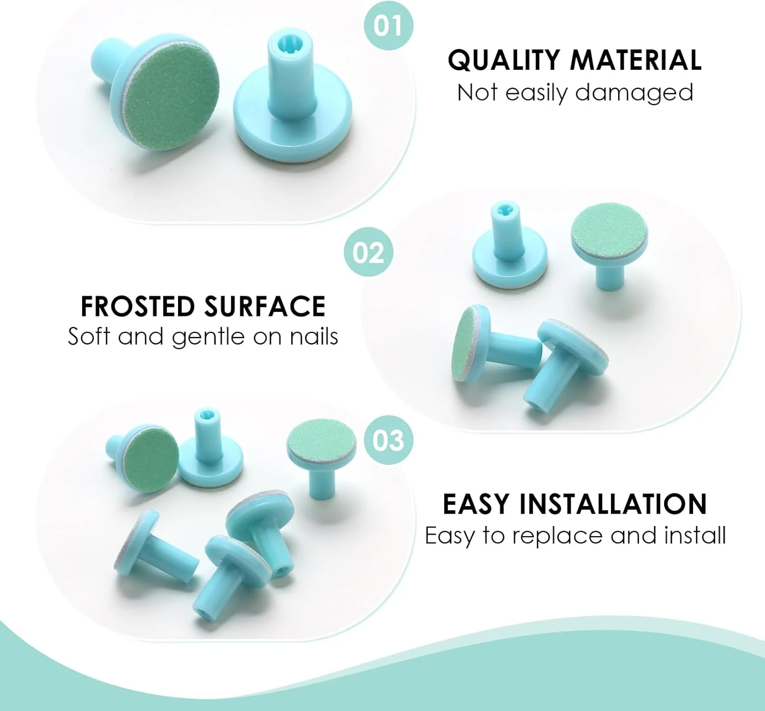 پد تعویضی سوهان ناخن برقی کودک 6 عددی، کیت پد تعویضی سوهان ناخن کودک آبی آسمانی، دیسک پولیش سر سنگ زنی کیت ناخن کودک مناسب برای 6 ماه به بالا