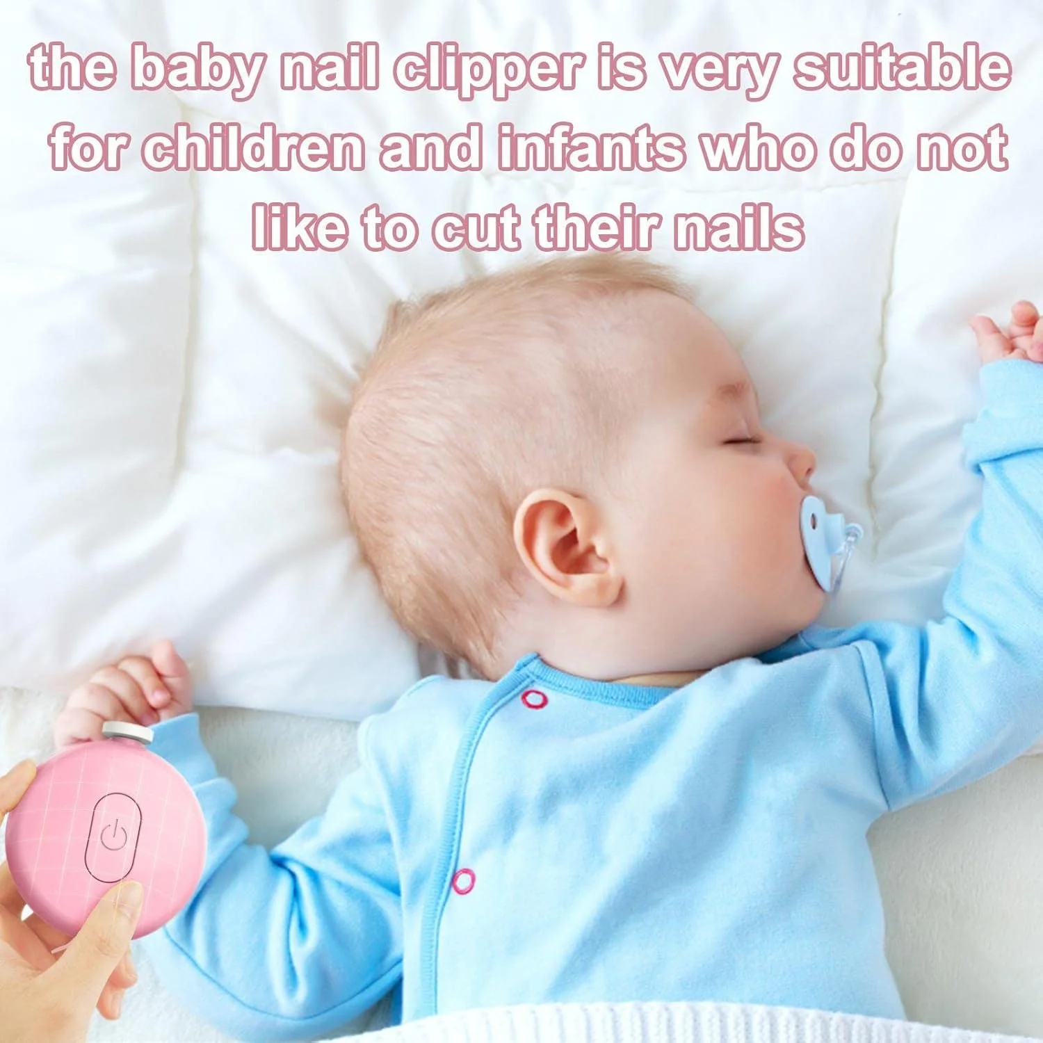 ست مانیکور ناخن کودک شامل ۲ عدد سوهان ناخن برقی - ناخن گیر کودک با چراغ و ۶ پد سمباده برای نوزاد، کودک نوپا یا بزرگسالان برای انگشتان دست و پا