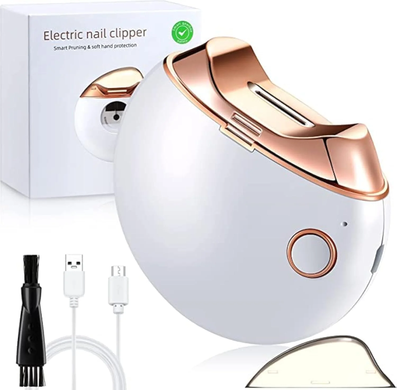 ناخن گیر برقی ارتقا یافته، ناخن گیر USB قابل شارژ، سوهان ناخن اتوماتیک کودک برای کودکان، بزرگسالان و سالمندان (سفید)