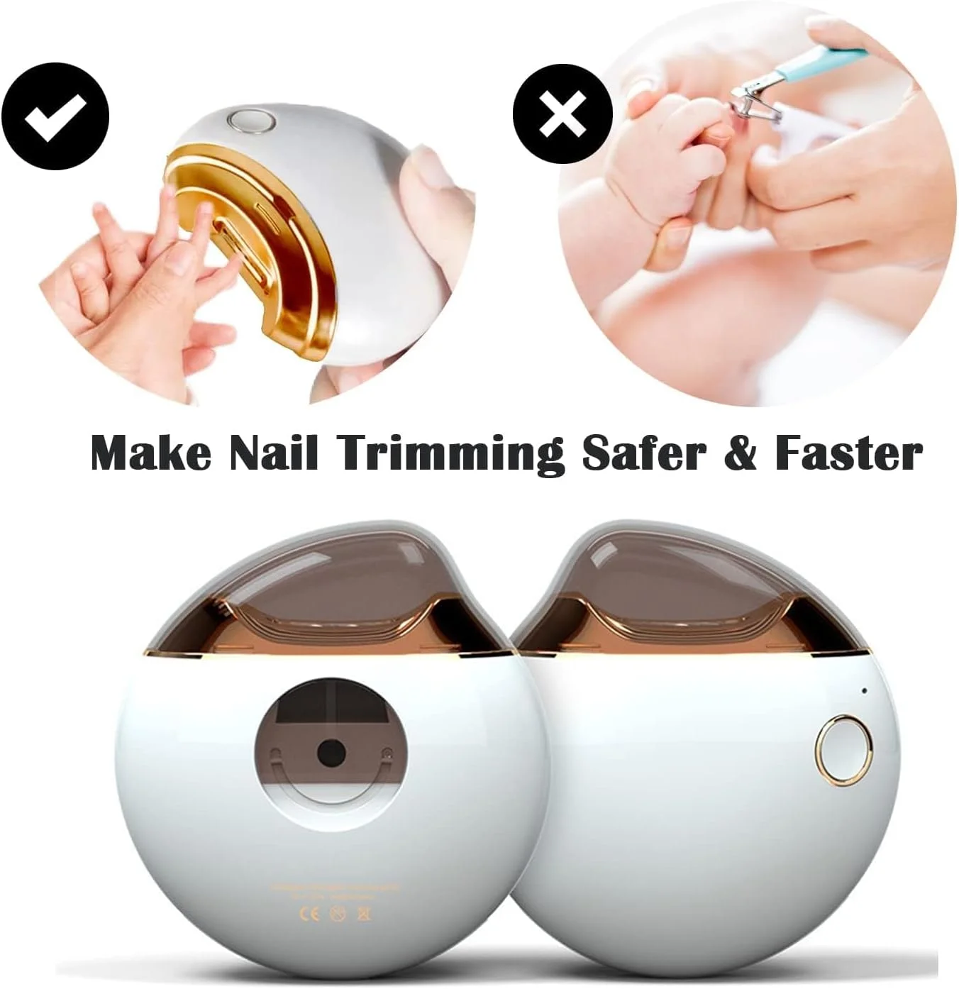 ناخن گیر برقی ارتقا یافته، ناخن گیر USB قابل شارژ، سوهان ناخن اتوماتیک کودک برای کودکان، بزرگسالان و سالمندان (سفید)