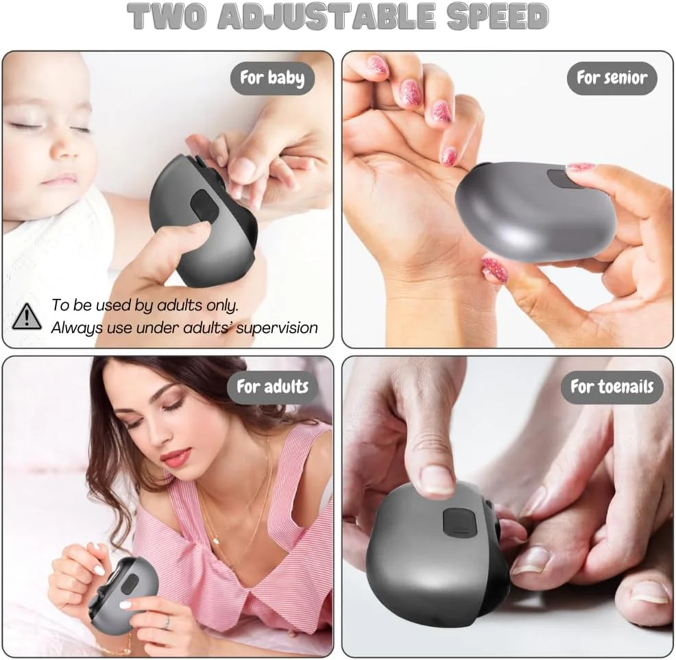ناخن گیر برقی برای نوزادان، بزرگسالان و سالمندان، ناخن گیر نوزاد با نور و مخزن داخلی ناخن، سوهان ناخن ایمن کودک و ماشین اصلاح ناخن برقی کودک، سوهان ناخن برقی اتوماتیک