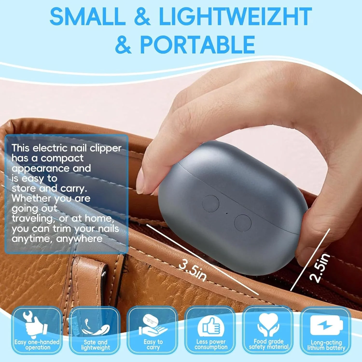 ناخن گیر برقی MK&S – ناخن گیر اتوماتیک 3 در 1، سوهان و پولیشر ناخن ایمن با چراغ LED و محفظه نگهداری ناخن | ناخن گیر قابل شارژ USB، کم صدا برای نوزاد و کودک (خاکستری) ناخن گیر برقی MK&S – ناخن گیر اتوماتیک 3 در 1، سوهان و پولیشر ناخن ایمن با چراغ LED و محفظه نگهداری ناخن | ناخن گیر قابل شارژ USB، کم صدا برای نوزاد و کودک (خاکستری)