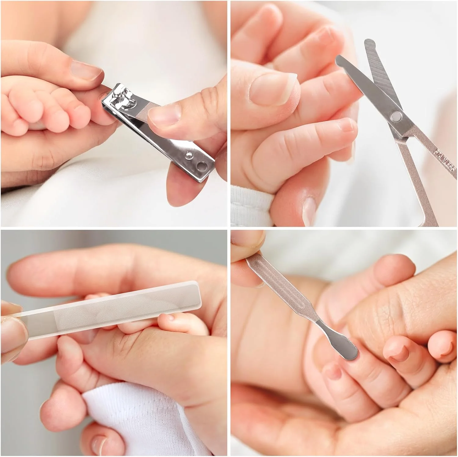 ست مانیکور نوزاد هاکا، ست مراقبت از ناخن نوزاد 6 در 1 با کیف نگهداری PU، قیچی ناخن، عقب زننده کوتیکول، 2 سوهان ناخن، ناخن گیر و موچین، قهوه ای