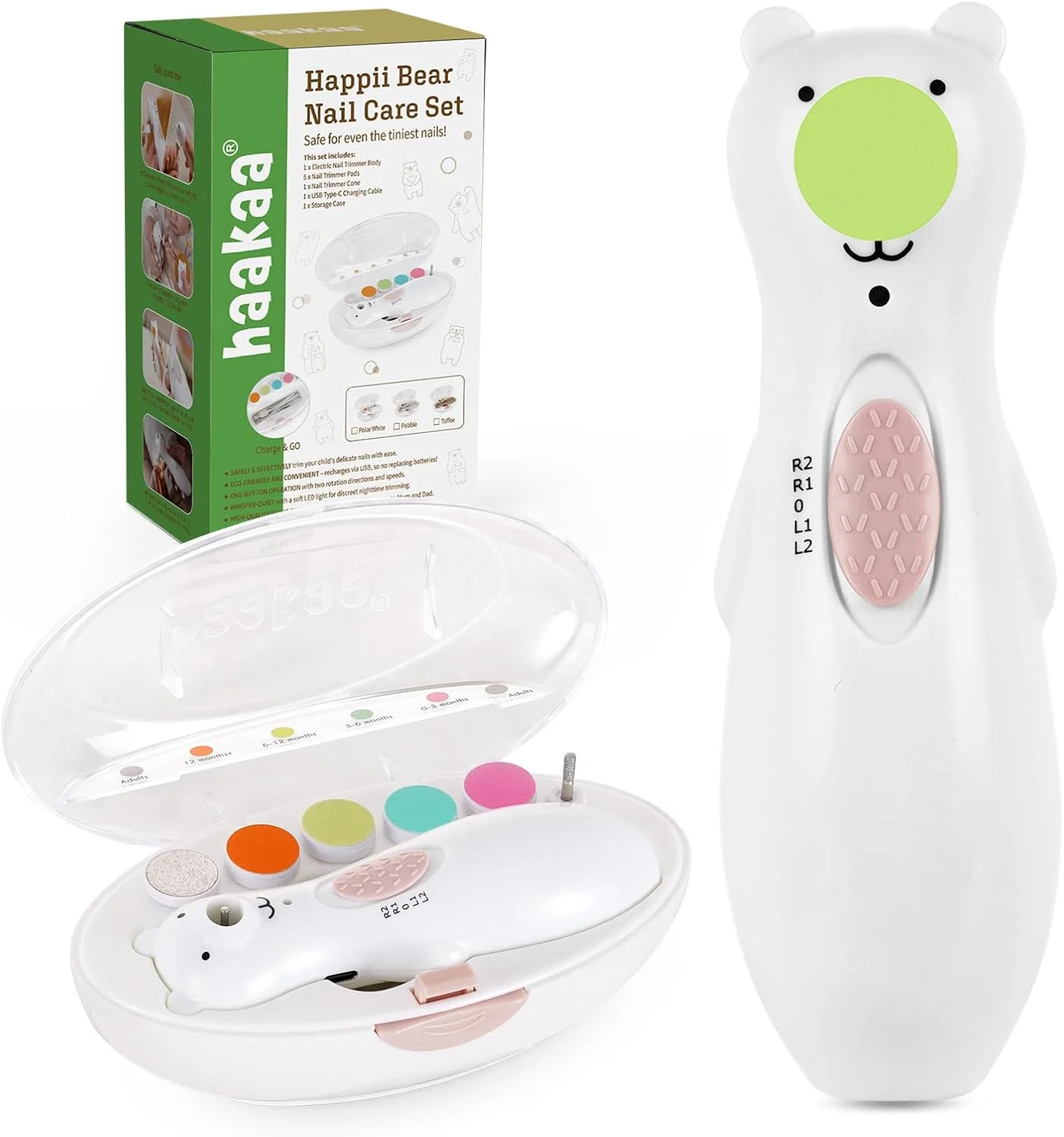 سوهان ناخن برقی نوزاد هاکا Happii Bear، گیره ناخن اتوماتیک نوزاد با 6 سری سنگ زنی و چراغ LED برای نوزادان، کودکان نوپا یا بزرگسالان، مراقبت از ناخن Happii Bear سوهان ناخن برقی نوزاد هاکا Happii Bear، گیره ناخن اتوماتیک نوزاد با 6 سری سنگ زنی و چراغ LED برای نوزادان، کودکان نوپا یا بزرگسالان، مراقبت از ناخن Happii Bear