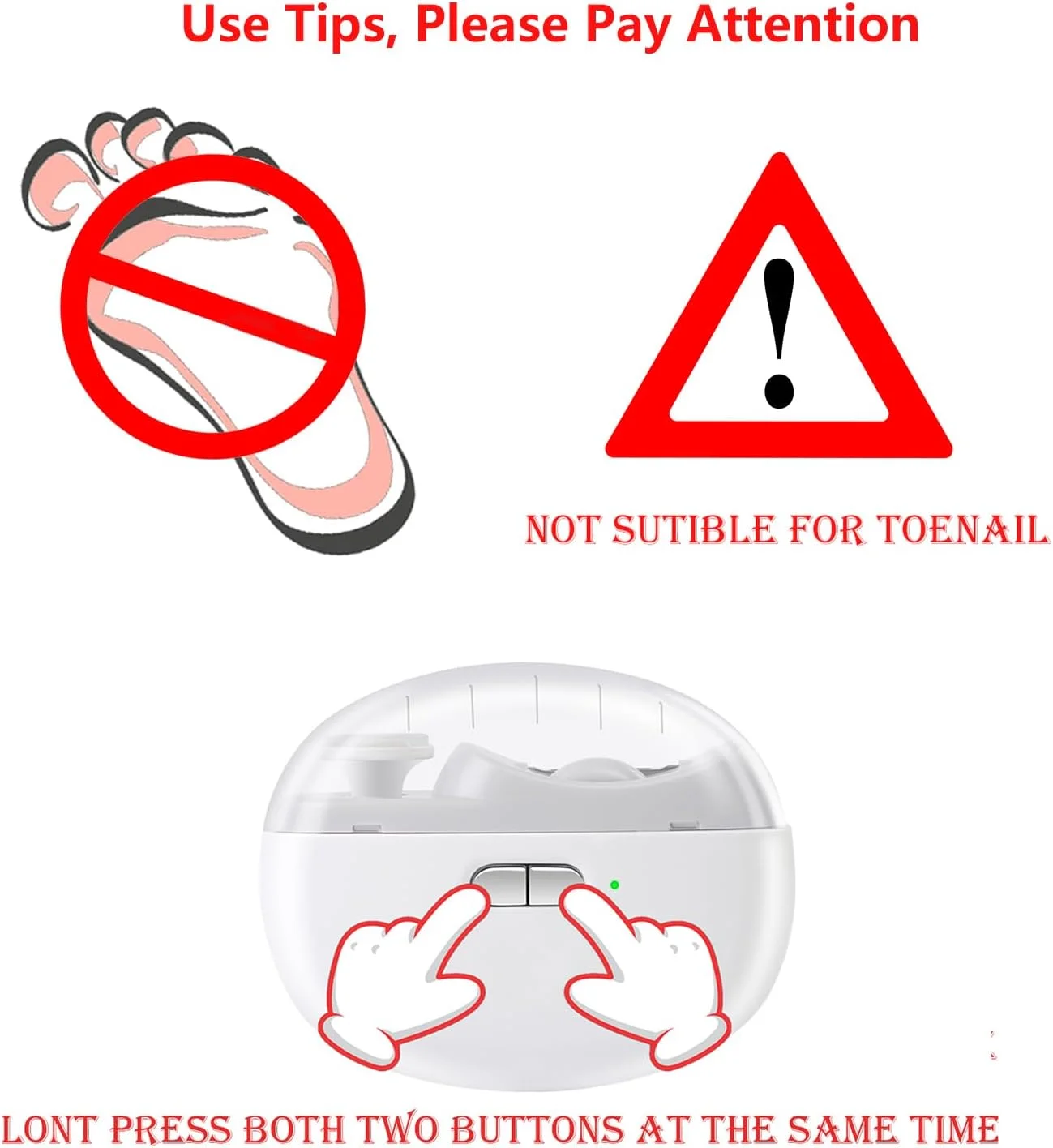 ناخن گیر برقی کودک - سوهان ناخن، پولیش و محفظه نگهداری ناخن 3 در 1 با LED، سوهان ناخن اضافی، قابل شارژ با USB و 2 سرعت برای نوزاد، کودک، بزرگسال، سالمند و مراقبان