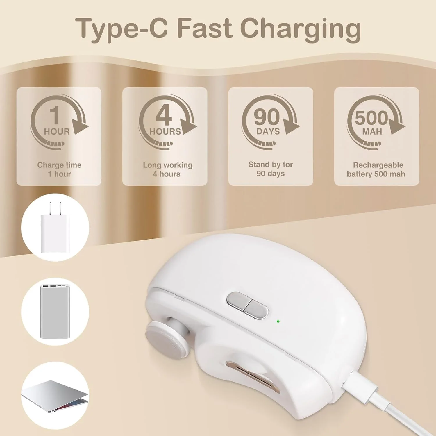 ناخن گیر برقی اتوماتیک، پولیشر و اصلاح کننده ناخن برقی، ناخن گیر برقی اتوماتیک با 2 سرعت، سوهان ناخن برقی ایمن قابل شارژ USB برای نوزادان، کودکان، بزرگسالان و سالمندان
