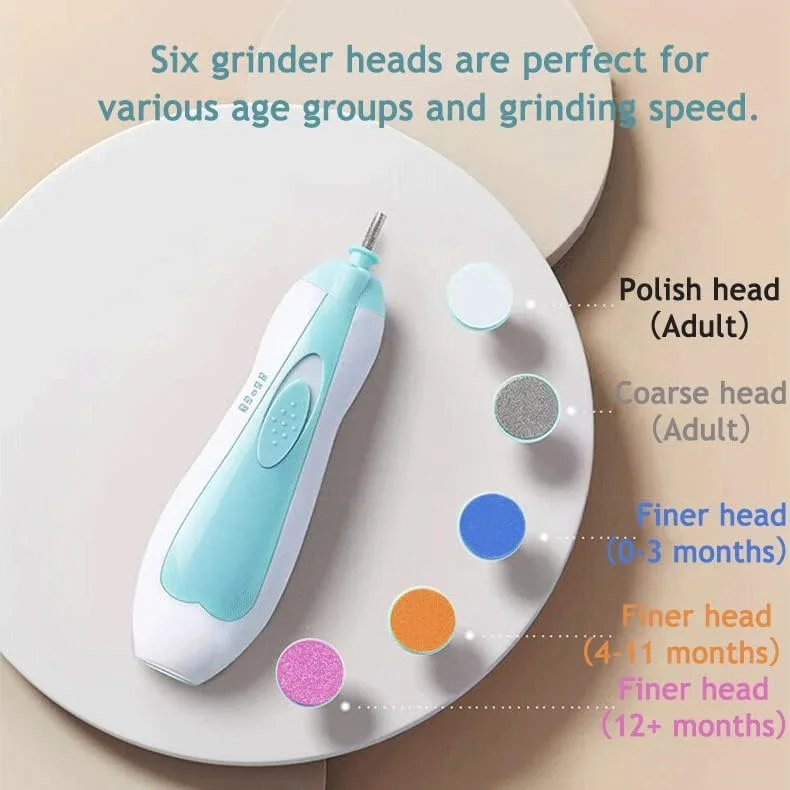 ناخن گیر برقی کودک PandaEar، ست سوهان ناخن ایمن کودک با 6 پد تعویضی اضافی و ناخن گیر و قیچی (آبی)