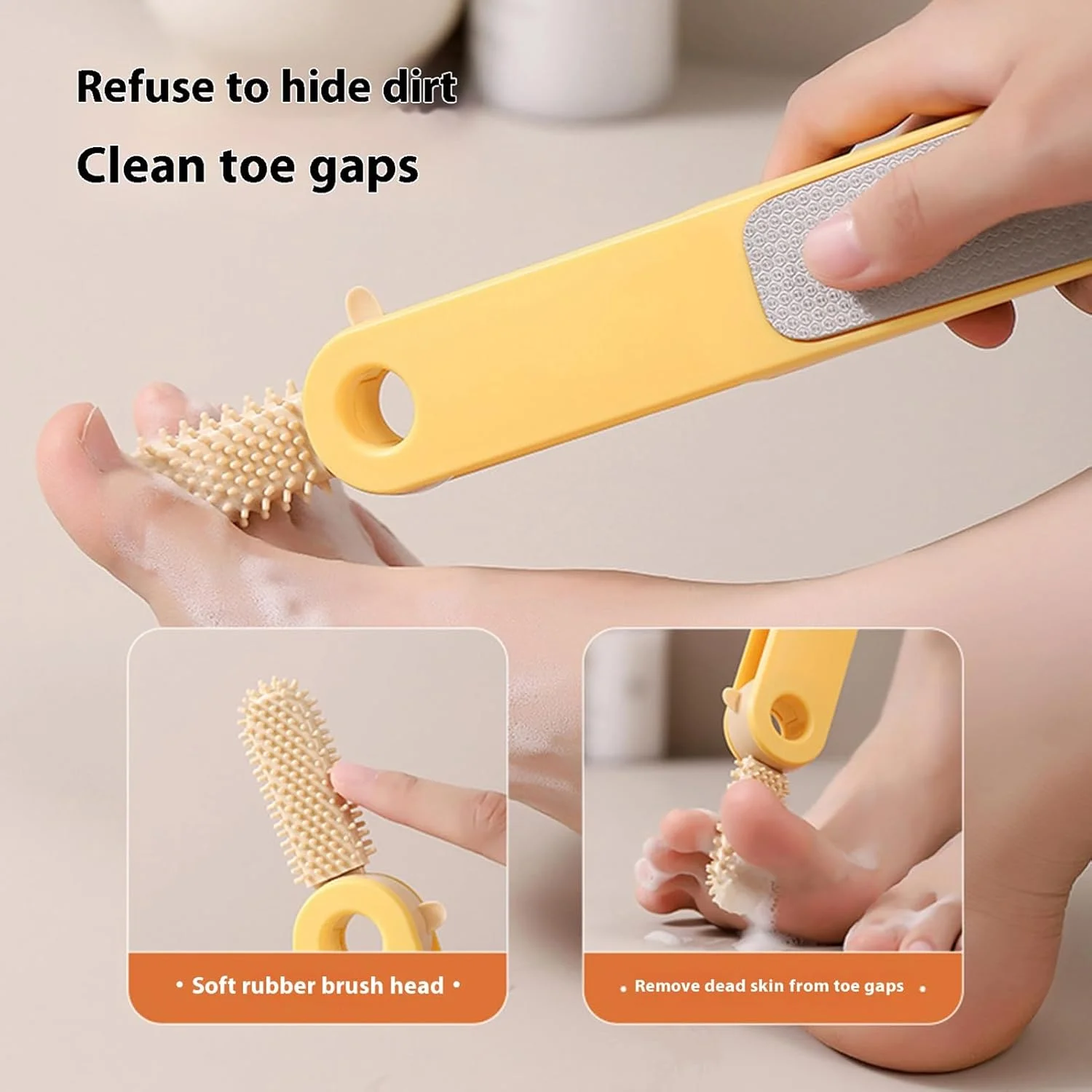 سوهان پا - برس دو طرفه استیل ضد زنگ 2 در 1 | سوهان پینه پا، برس از بین برنده پوست مرده، مناسب برای بزرگسالان، آقایان، خانم ها و کودکان، استفاده روزانه، مسافرت، سالن، حمام، اسپا، ناخن و انگشتان پا