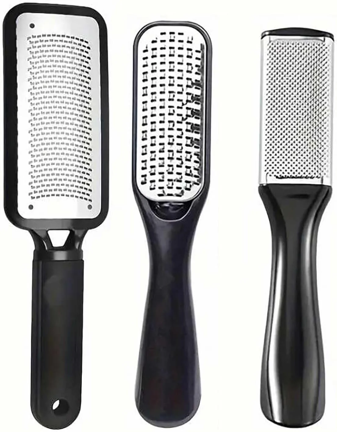 از بین برنده حرفه ای پینه پا، ست 3 عددی سوهان پا و رنده دو طرفه پا - ابزار پدیکور استیل ضد زنگ برای پوست سخت، خشک و ترک خورده پاشنه پا، کیت مراقبت از پا در منزل، قابل استفاده مجدد و با دستگیره آسان