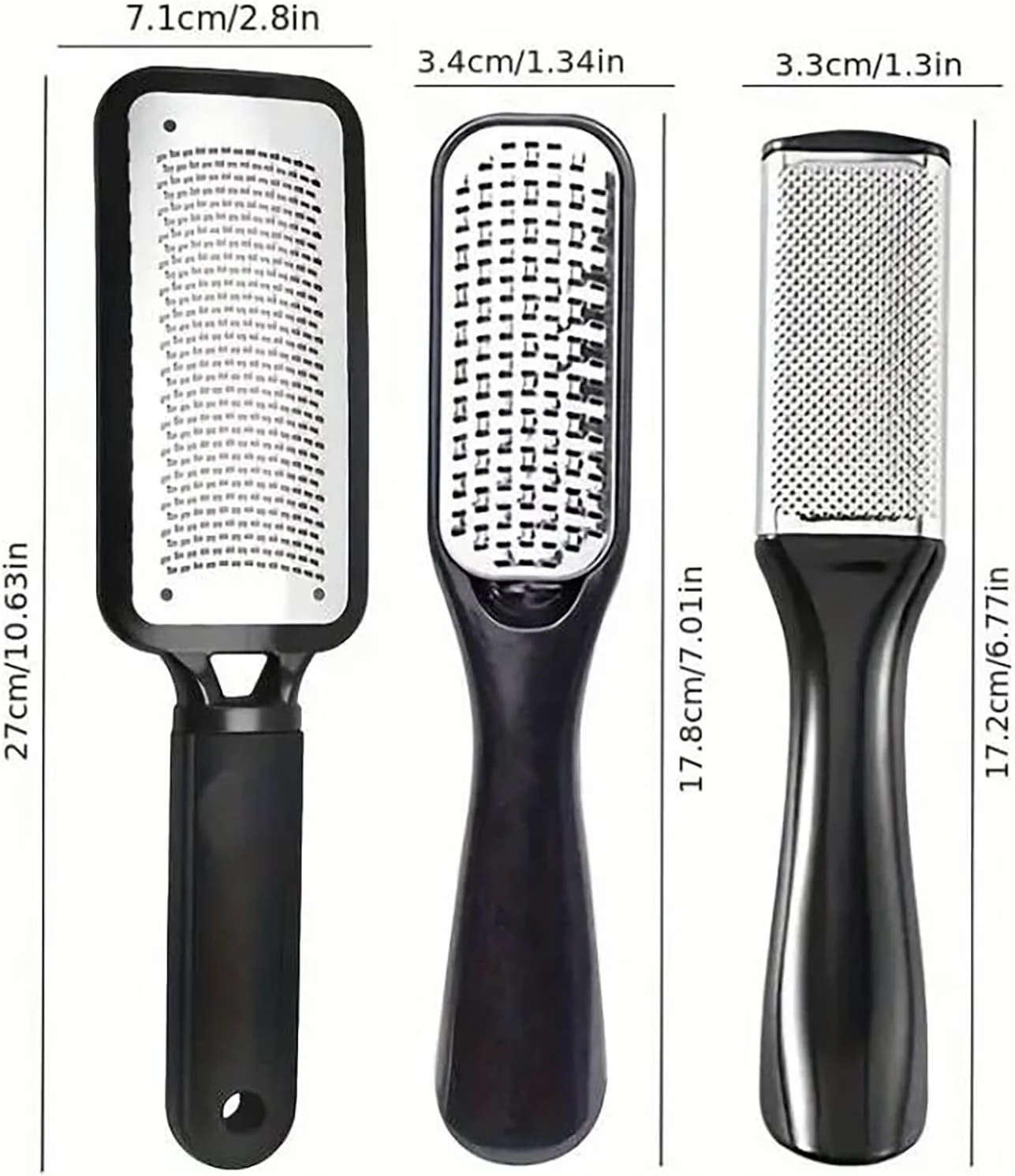 از بین برنده حرفه ای پینه پا، ست 3 عددی سوهان پا و رنده دو طرفه پا - ابزار پدیکور استیل ضد زنگ برای پوست سخت، خشک و ترک خورده پاشنه پا، کیت مراقبت از پا در منزل، قابل استفاده مجدد و با دستگیره آسان