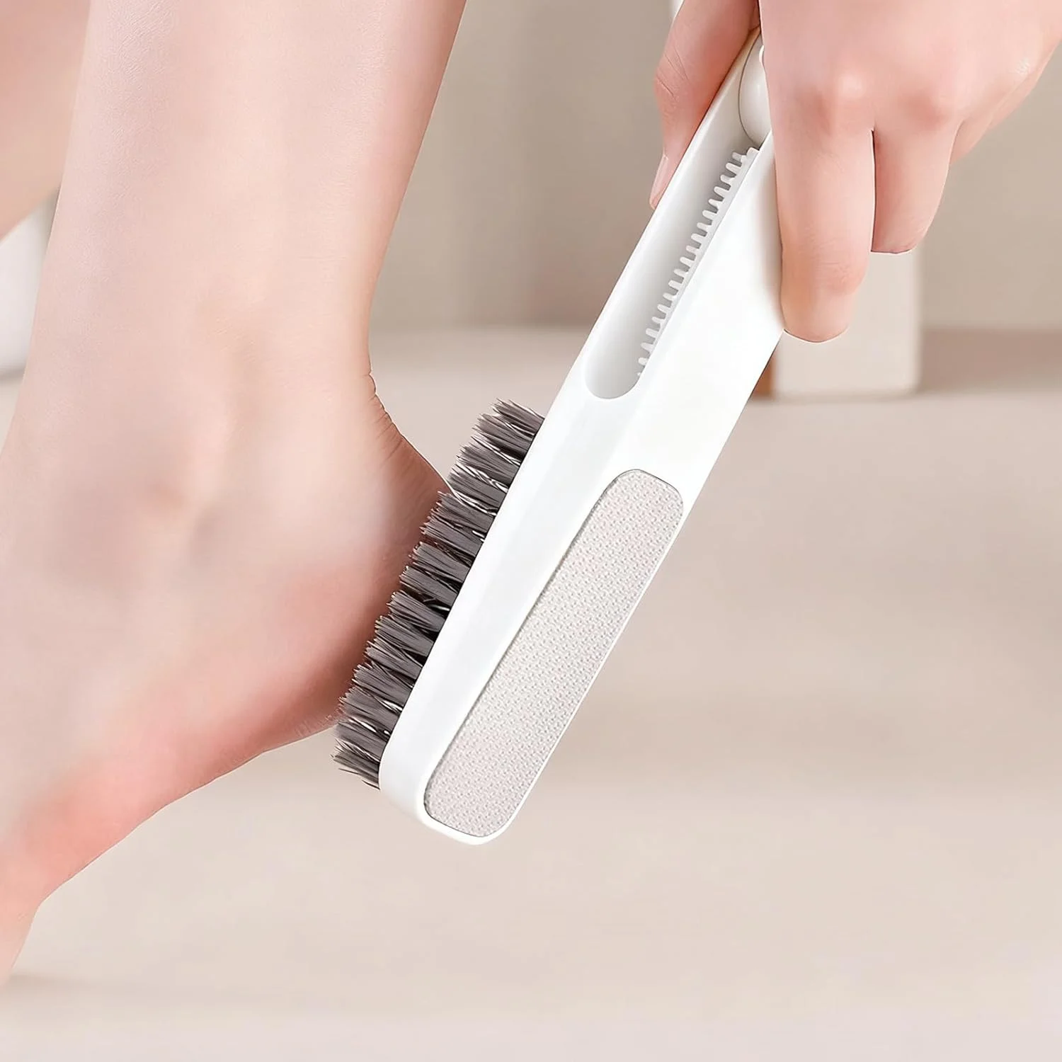 سوهان پا | برس دو طرفه استیل ضد زنگ 2 در 1 - سوهان پینه پا برس - برای بزرگسالان، مردان، زنان، کودکان، نظافت روزانه، مسافرت، سالن، حمام، اسپا، ناخن و انگشتان پا