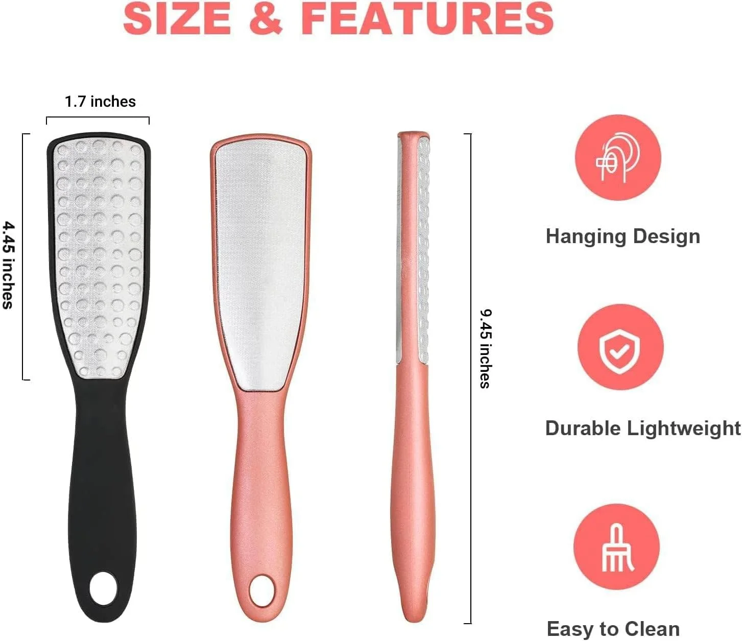 ست ۲ عددی سوهان پا حرفه ای، از بین برنده پینه دو طرفه، رنده پا، اسکرابر پدیکور پا، ابزار خراشنده پا از جنس استیل ضد زنگ، برای پاهای خشک و مرطوب، رنده پا، با دسته، برای داشتن پاهایی صاف