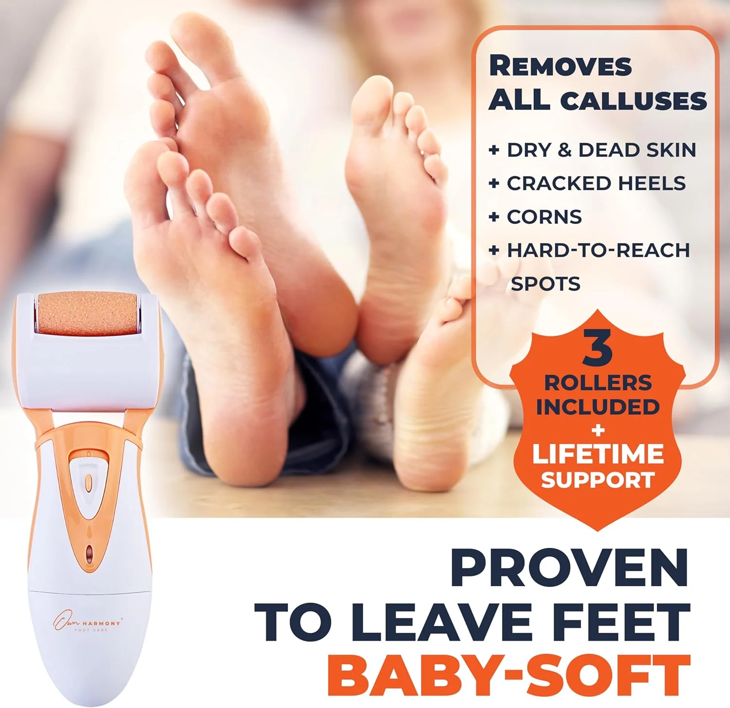 دستگاه سوهان برقی حرفه ای پا اون هارمونی برای مراقبت از پا - سوهان الکترونیکی پا مدل CR900 با 3 غلتک، سنگ پا برقی برای پاشنه های ترک خورده و پوست های سفت (کابل USB) دستگاه سوهان برقی حرفه ای پا اون هارمونی برای مراقبت از پا - سوهان الکترونیکی پا مدل CR900 با 3 غلتک، سنگ پا برقی برای پاشنه های ترک خورده و پوست های سفت (کابل USB)