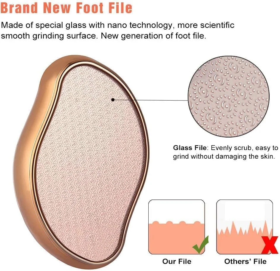 سوهان پای شیشه ای نانو 2 در 1 McMola برای اسپا پا، سالن خانگی - از بین برنده موثر پینه، بیدار کننده پاهای مخملی - شیشه نانو ریز با چگالی بالا به پاهای شما آسیب نمی رساند، سوهان پای کریستالی برای استفاده در سفر