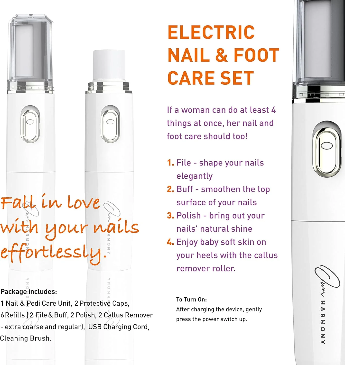 سوهان برقی پا و سوهان ناخن Own Harmony (چهار کاره) بهترین ابزار مانیکور و پدیکور - ست مراقبت حرفه ای مانیکور و پدیکور - پولیش ناخن و بافر درخشان (سیم USB) سوهان برقی پا و سوهان ناخن Own Harmony (چهار کاره) بهترین ابزار مانیکور و پدیکور - ست مراقبت حرفه ای مانیکور و پدیکور - پولیش ناخن و بافر درخشان (سیم USB)