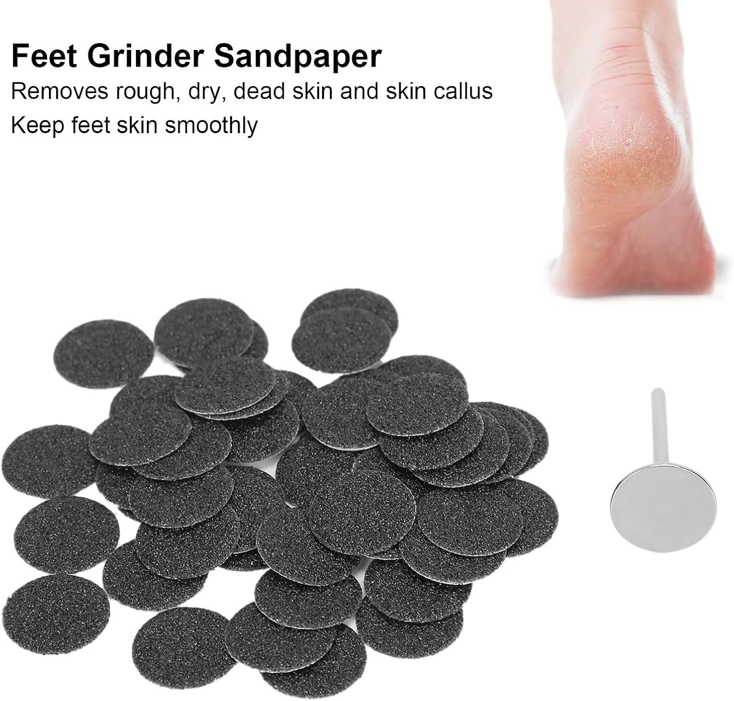 ۵۰ عدد دیسک سمباده جایگزین برای دستگاه از بین بردن پینه پا، مناسب برای از بین بردن پوست های مرده، ترک خورده، سفت و خشک (۱۵ میلی متر)