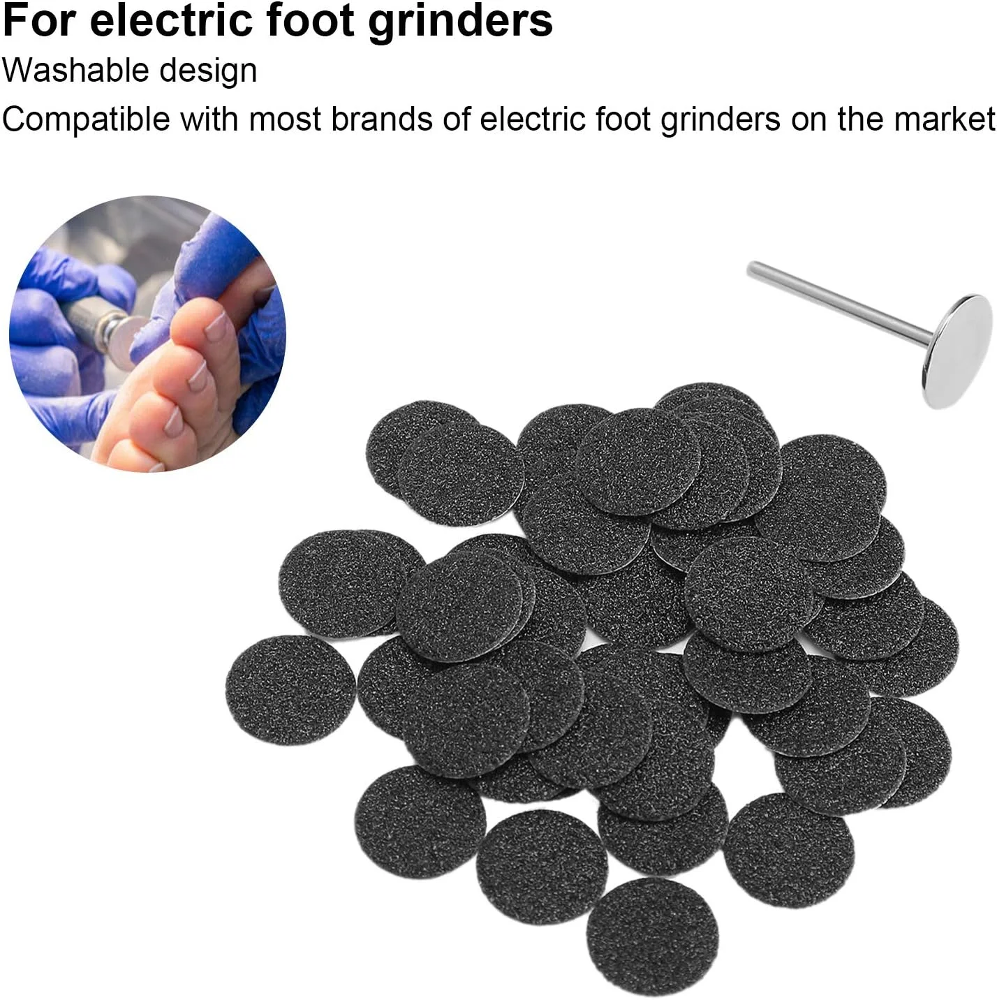 ۵۰ عدد دیسک سمباده جایگزین برای دستگاه از بین بردن پینه پا، مناسب برای از بین بردن پوست های مرده، ترک خورده، سفت و خشک (۱۵ میلی متر)