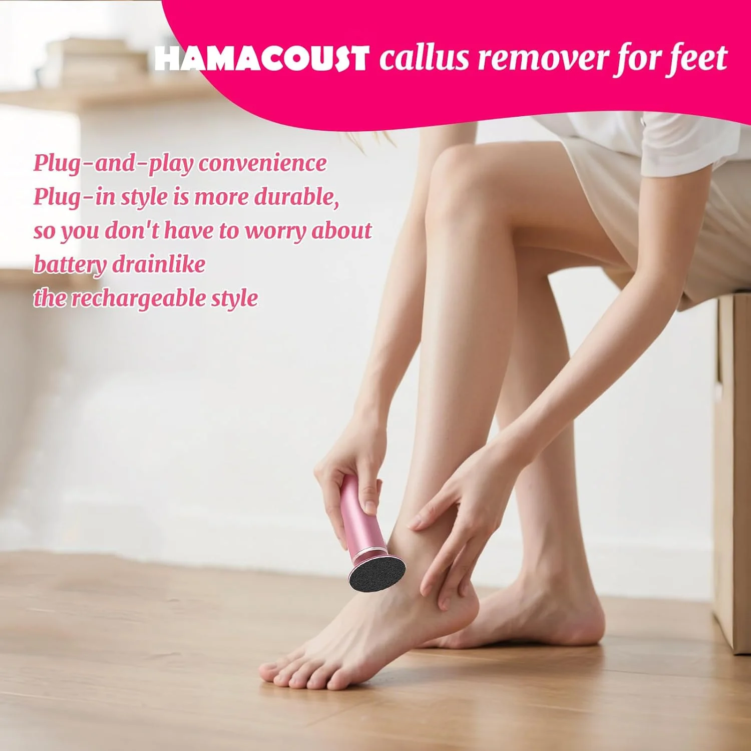 دستگاه از بین برنده پینه برقی پا HAMACOUST با 60 عدد دیسک سمباده، فایل حرفه ای پا با کنترل سرعت پیوسته، دستگاه از بین برنده پینه آلومینیومی برای ابزار پدیکور پا برای پوست های مرده و پینه ها