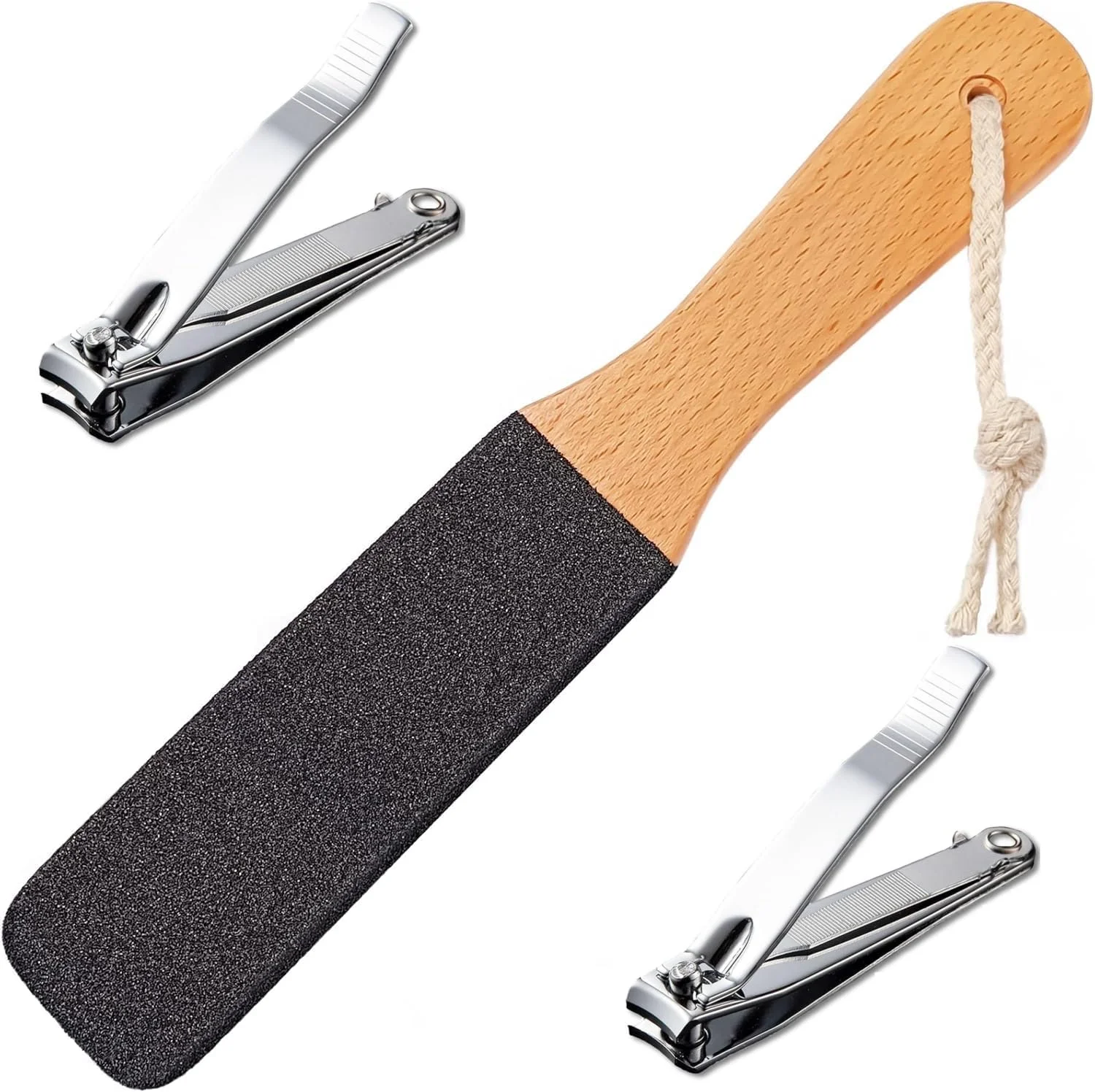 ست ناخن گیر لونیما شامل ۲ عدد ناخن گیر و ۱ عدد سوهان پا، ناخن گیر استیل ضد زنگ، سوهان چوبی حرفه ای پا برای از بین بردن پینه و پوست سخت، قابل استفاده برای ترک پاشنه پا، پوست مرده، میخچه، سنگ پا