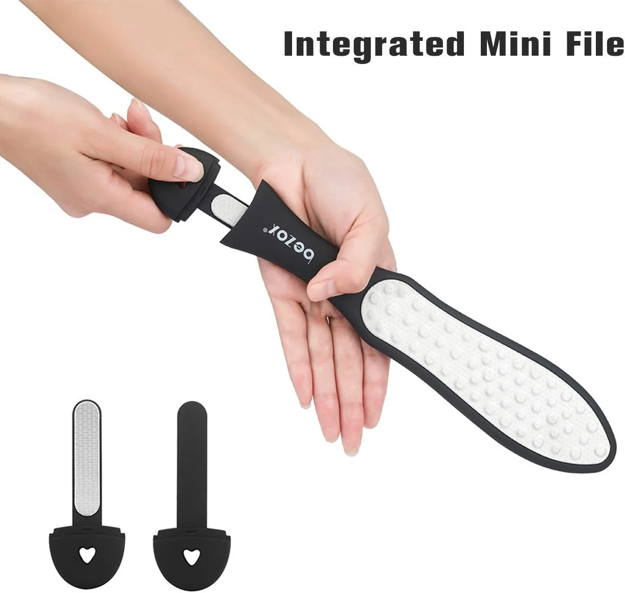 سوهان پای سه کاره BEZOX، از بین برنده پوست های مرده و سخت با برش لیزری به همراه سوهان کوچک یکپارچه، رنده حرفه ای پا برای پاشنه های ترک خورده، اسکراپر از بین برنده پینه و میخچه