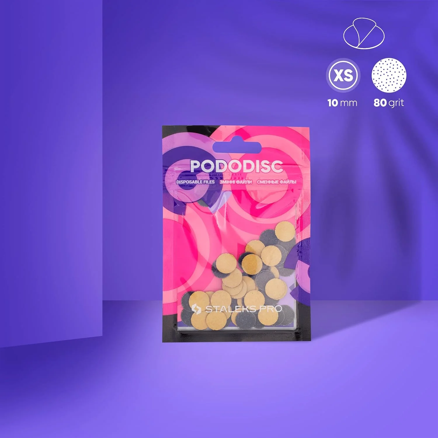 کاغذ سمباده یکبار مصرف پا استالکس، پد دیسکی سمباده برای ابزار پدیکور برقی، 50 عدد PRO XS 80 GRIT PDF-10-80 کاغذ سمباده یکبار مصرف پا استالکس، پد دیسکی سمباده برای ابزار پدیکور برقی، 50 عدد PRO XS 80 GRIT PDF-10-80