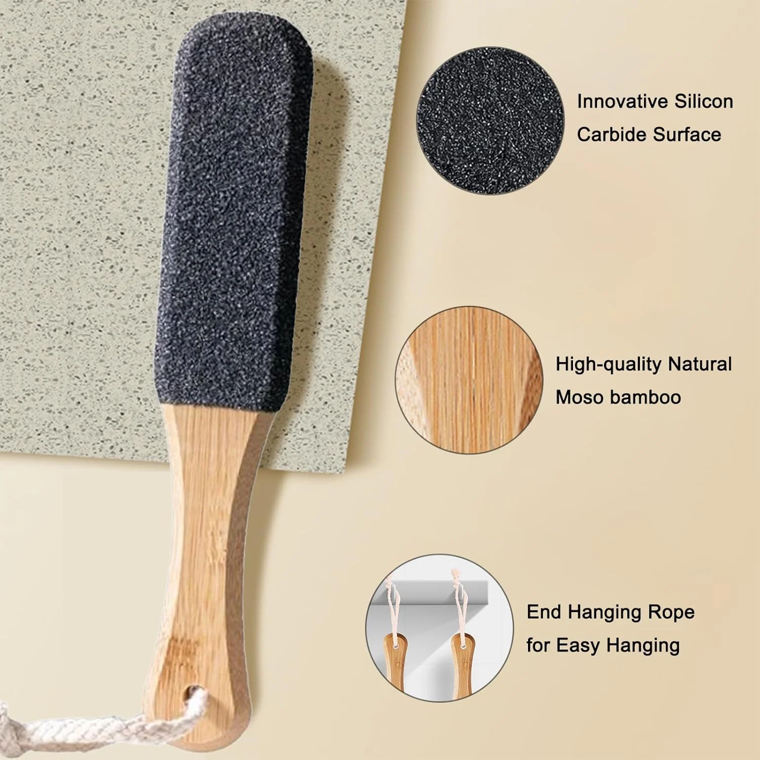 سوهان حرفه ای پا، از بین برنده موثر پینه و اسکرابر پا برای پاشنه های ترک خورده، پوست مرده، میخچه و پوست سخت، سنگ پا برای پاهای خیس و خشک (کاربید سیلیکون سیاه)