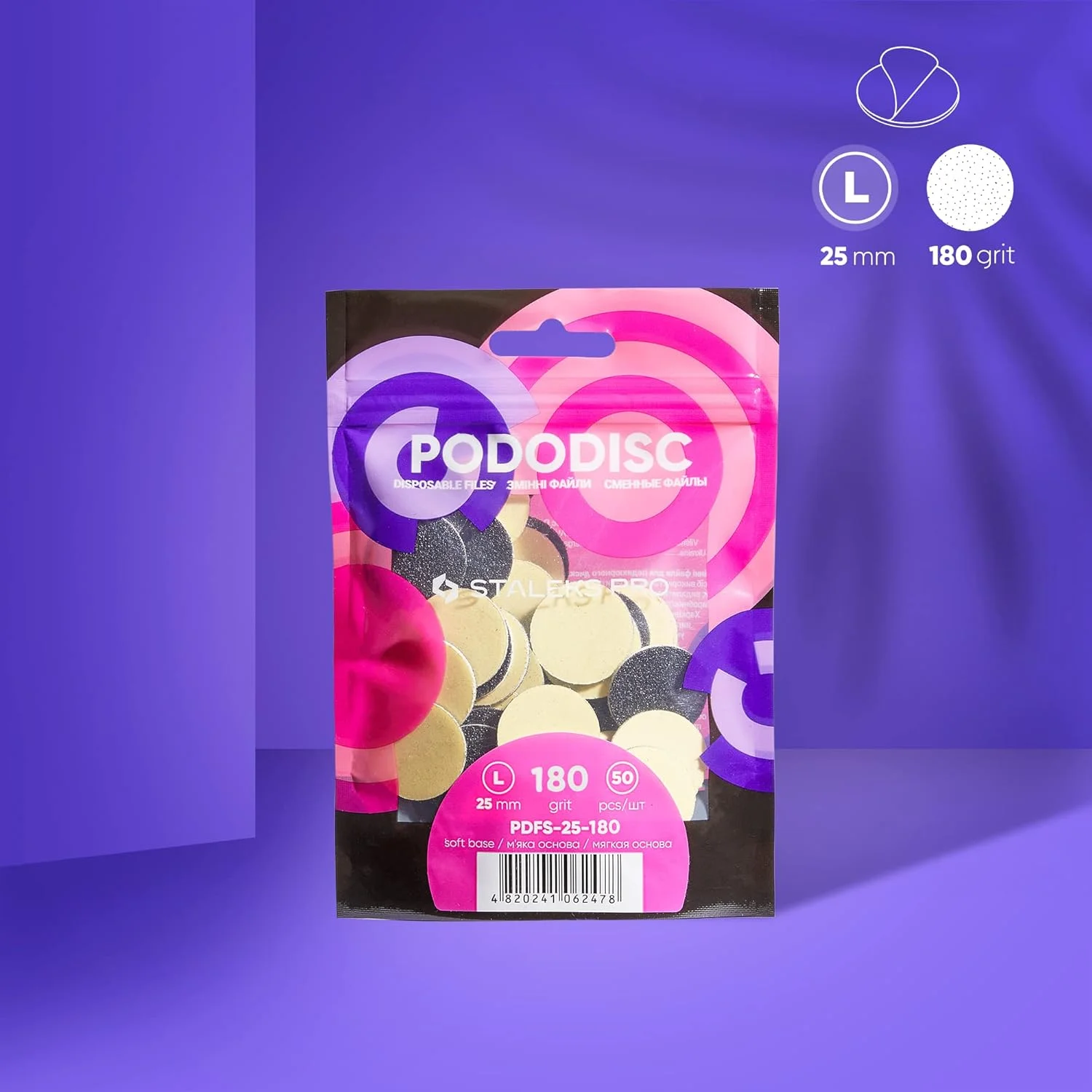 ست پد سنباده دیسک پرداخت ناخن Staleks PODO DISC PRO L با درجه زبری 180، مناسب برای هنر ناخن، سنباده زدن حرفه ای، رنگ قهوه ای، مناسب برای ژل، از بین برنده لاک ژل، مانیکور، پدیکور، دستگاه ناخن، ابزار ناخن، مدل PDFS-25-180، تعداد 50 عدد ست پد سنباده دیسک پرداخت ناخن Staleks PODO DISC PRO L با درجه زبری 180، مناسب برای هنر ناخن، سنباده زدن حرفه ای، رنگ قهوه ای، مناسب برای ژل، از بین برنده لاک ژل، مانیکور، پدیکور، دستگاه ناخن، ابزار ناخن، مدل PDFS-25-180، تعداد 50 عدد