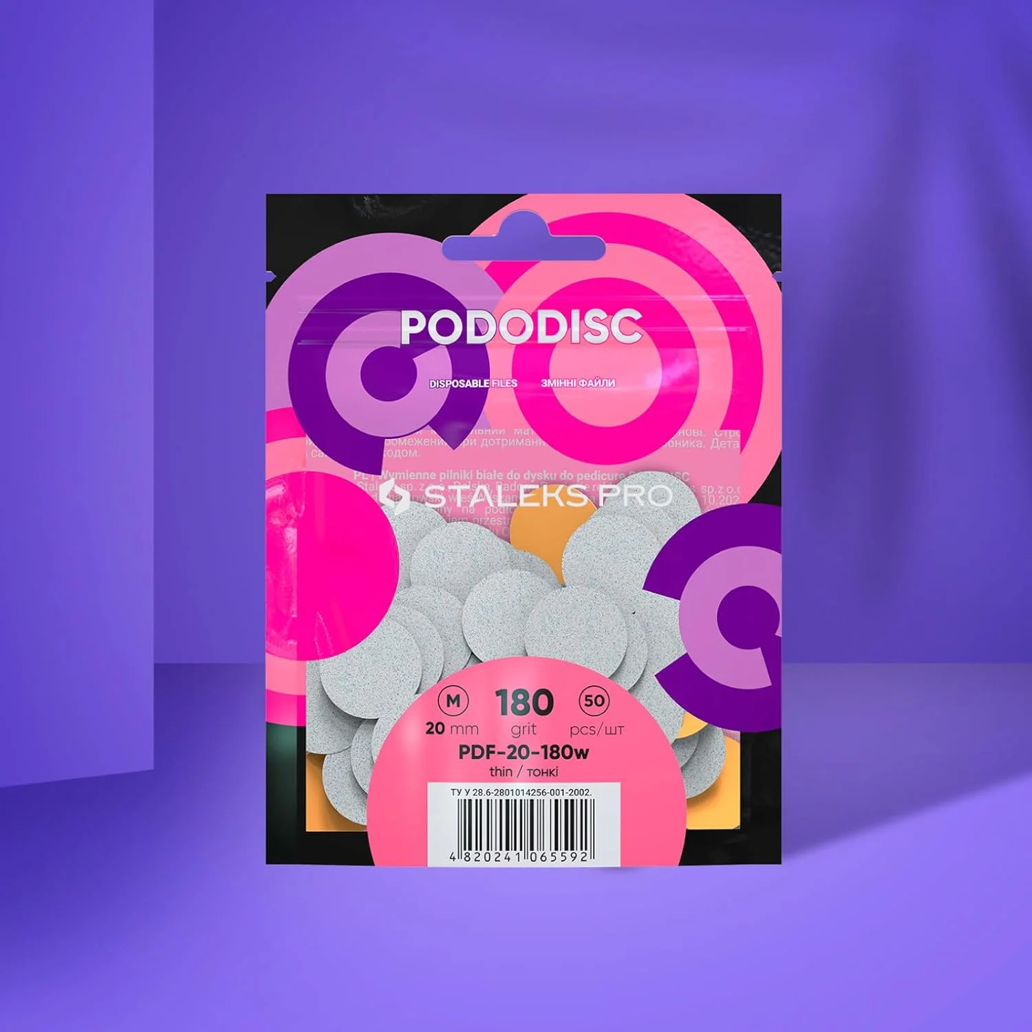 پدهای سمباده سفید استالکس برای دیسک پدیکور PODODISC STALEKS PRO M (50 عدد) درجه زبری 180