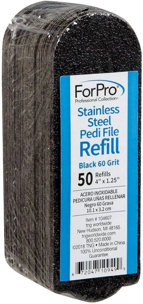 پدهای سمباده ای استیل حرفه ای ForPro، پدهای سمباده ای پدیکور با قابلیت جدا شدن آسان، 3.17 سانتی متر عرض × 10.16 سانتی متر طول، 50 عدد (مشکی، زبری 60) پدهای سمباده ای استیل حرفه ای ForPro، پدهای سمباده ای پدیکور با قابلیت جدا شدن آسان، 3.17 سانتی متر عرض × 10.16 سانتی متر طول، 50 عدد (مشکی، زبری 60)