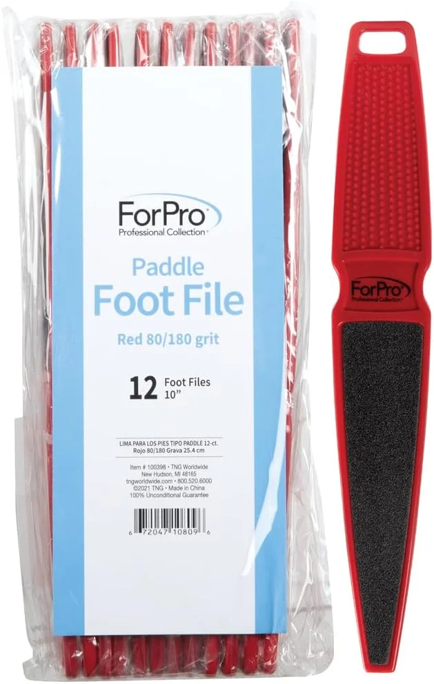 سوهان پدیکور حرفه ای فورپرو، سوهان دو طرفه پا برای پاشنه پا، یکبار مصرف و قابل ضدعفونی، درجه زبری 80/180، قرمز، بسته 12 عددی