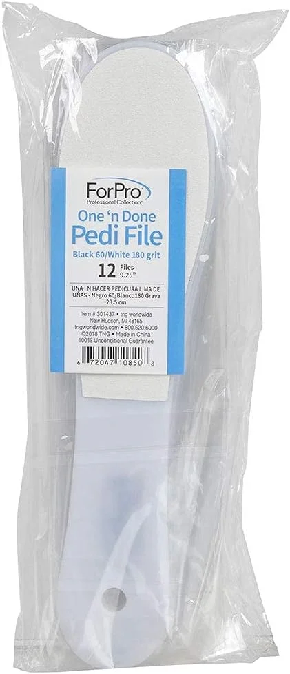 سوهان پدیکور یکبار مصرف ForPro Professional Collection، درجه زبری 60/180، مناسب پدیکور پاشنه پا، طول 23.5 سانتی متر، بسته 12 عددی