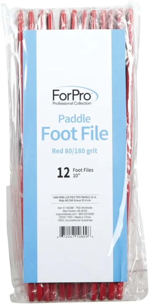 سوهان پدیکور حرفه ای فورپرو، سوهان دو طرفه پا برای پاشنه پا، یکبار مصرف و قابل ضدعفونی، درجه زبری 80/180، قرمز، بسته 12 عددی