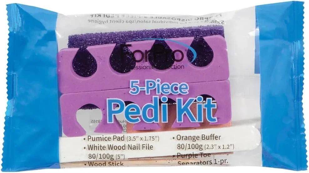 ست پدیکور 5 تکه ForPro، 100 عددی، ست پدیکور بسته بندی شده به صورت جداگانه، پد سنگ پا بنفش، سوهان ناخن چوبی گریت 80/100، بافر کوچک گریت 80/100، چوب چوبی، جدا کننده انگشت پا ست پدیکور 5 تکه ForPro، 100 عددی، ست پدیکور بسته بندی شده به صورت جداگانه، پد سنگ پا بنفش، سوهان ناخن چوبی گریت 80/100، بافر کوچک گریت 80/100، چوب چوبی، جدا کننده انگشت پا