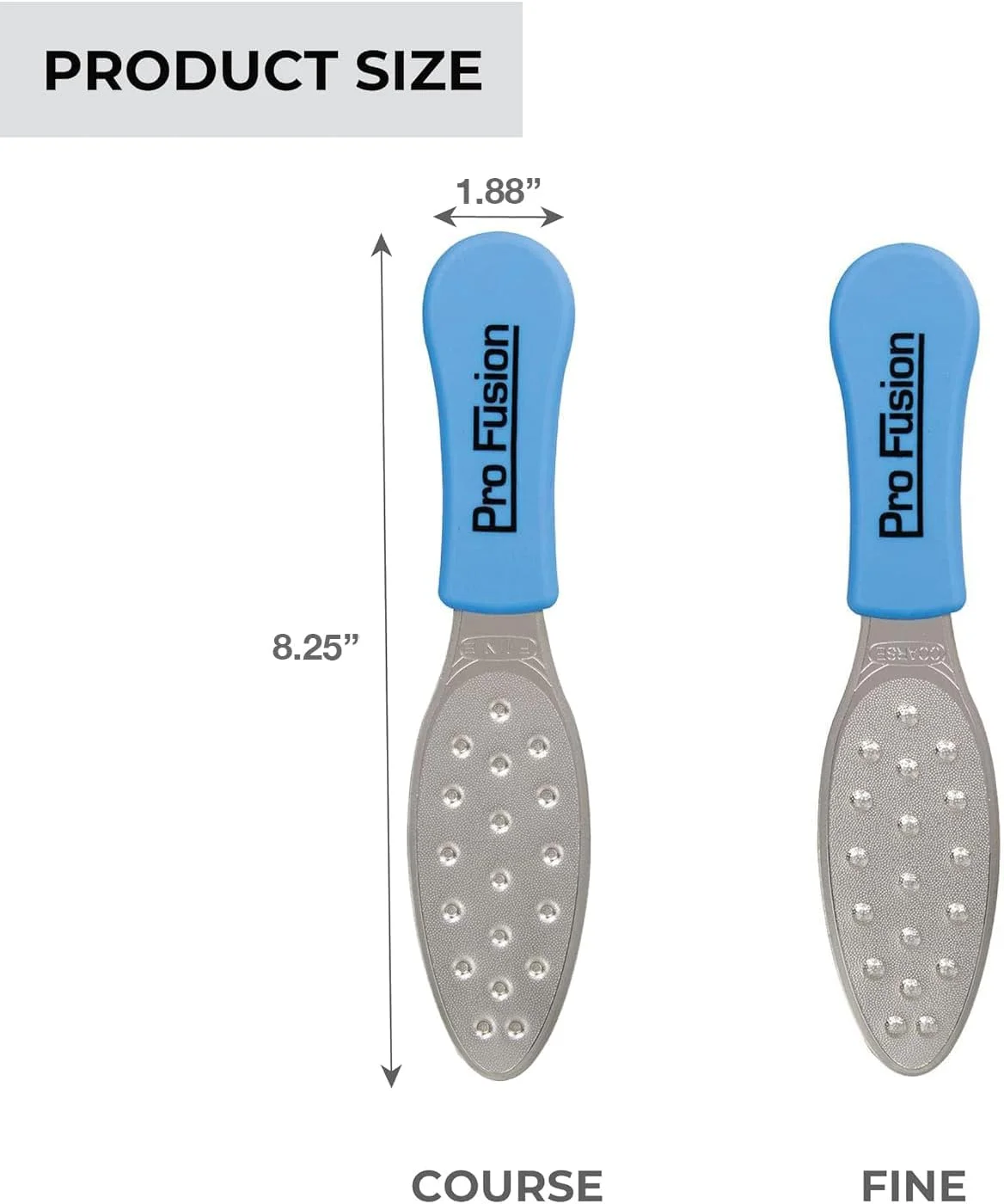 سوهان پدیکور استیل ضد زنگ حرفه ای فورپرو Pro Fusion - زبر، دو طرفه با کیفیت - سوهان پدیکور دسته آبی برای پاشنه و پا - طول 8.25 اینچ